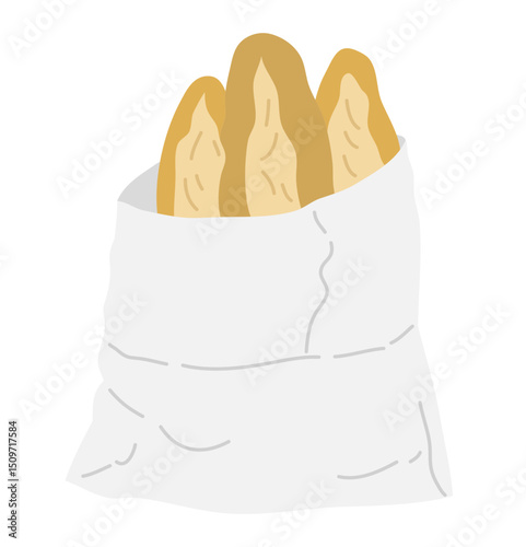 Hand drawn Reusable bag Illustration, Reusable Grocery Bag Full of Food,