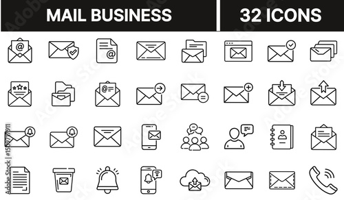 Mail Business Icon with Envelope and Briefcase Symbol Representing Corporate Communication and Email Marketing