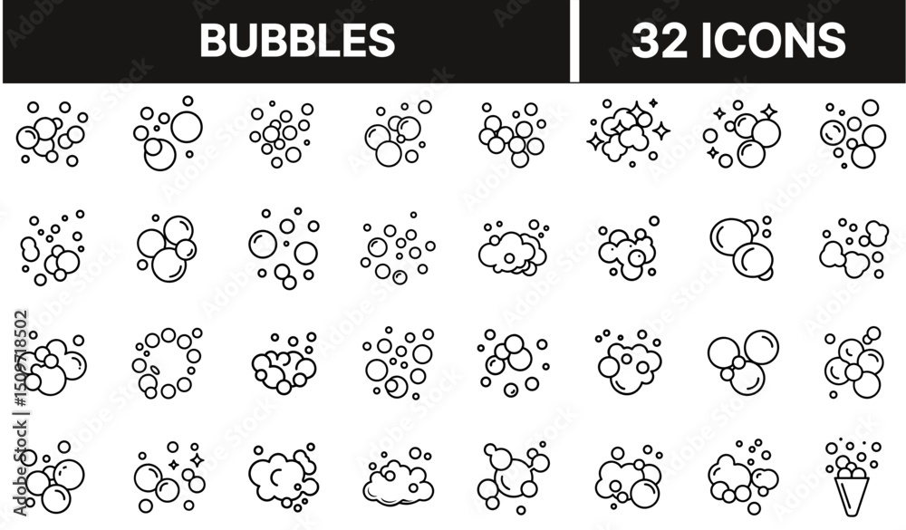 Fototapeta premium Bubbles Icon with Floating Circle Shapes Representing Cleanliness, Air, and Fluid Lightness