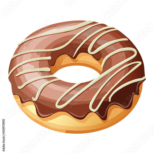 Donut Dessert Chocolate Flavor - Vector Illustration