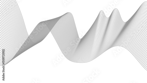 Thin wavy line abstract background. Wavy line horizontal divider outline minimalist background. Abstract black lines wave curve motion on white background. Vector Illustration.