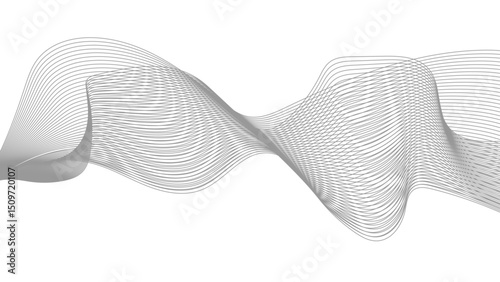 Thin wavy line abstract background. Wavy line horizontal divider outline minimalist background. Abstract black lines wave curve motion on white background. Vector Illustration.