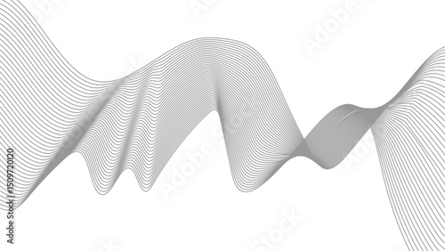 Thin wavy line abstract background. Wavy line horizontal divider outline minimalist background. Abstract black lines wave curve motion on white background. Vector Illustration.