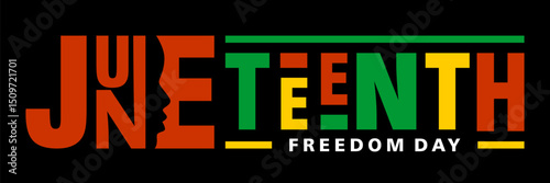 Juneteenth Freedom Day greeting banner or background card. Celebrating African-American history, culture, and the annual U.S. holiday honoring emancipation and heritage.