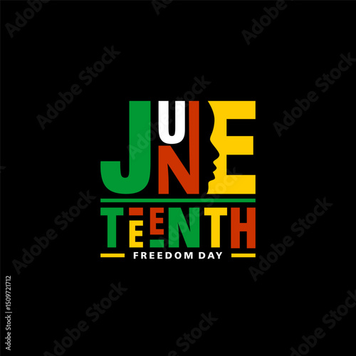Juneteenth Freedom Day greeting banner or background card. Celebrating African-American history, culture, and the annual U.S. holiday honoring emancipation and heritage.