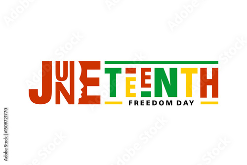 Juneteenth Freedom Day greeting banner or background card. Celebrating African-American history, culture, and the annual U.S. holiday honoring emancipation and heritage.