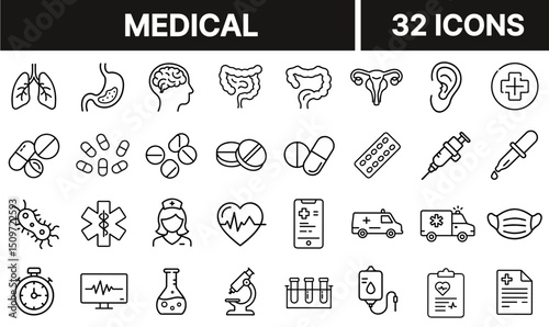 Medical Icon Representing Healthcare, Treatment, and Clinical Services
