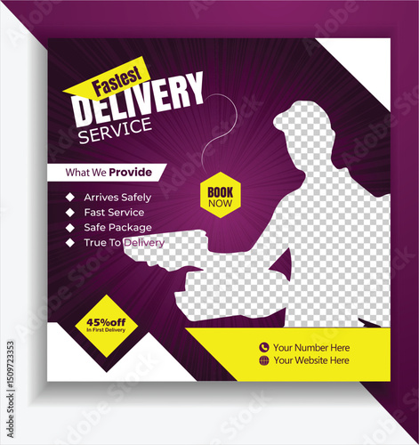 Delivery Service  promotional Social Media Post Template