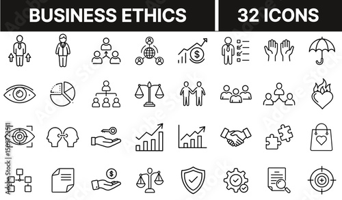 Business Ethics Icon Representing Corporate Responsibility and Moral Principles