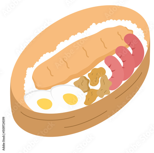 Lunch box vector icon, Lunchbox set with healthy food