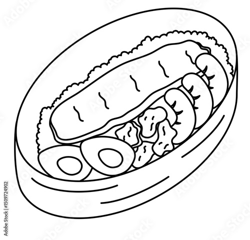 Lunch box vector icon, Lunchbox set with healthy food