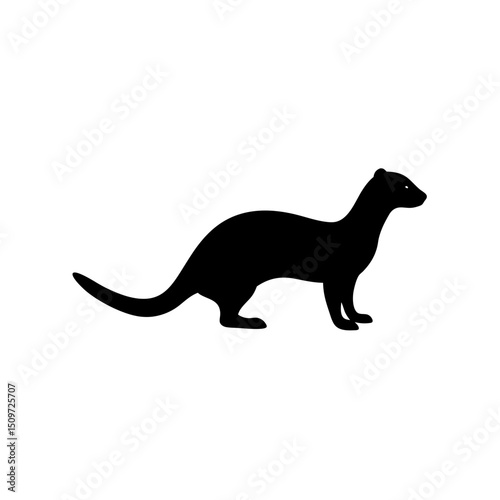 An Elegant Monochrome Vector Illustration of a Creeping Weasel in a Side Profile