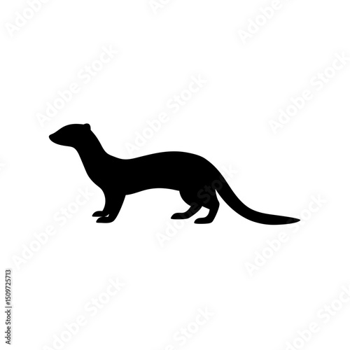 Professional Side Profile of a Crawling Weasel as a Black Silhouette Design