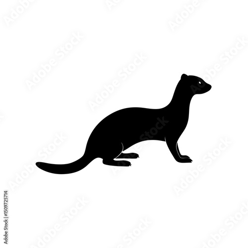 High Quality Monochrome Vector Graphic of a Weasel in a Side View Profile