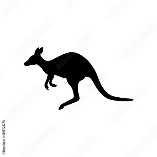 A Clean Vector Art Piece of a Hopping Wallaby in a Detailed Side Profile