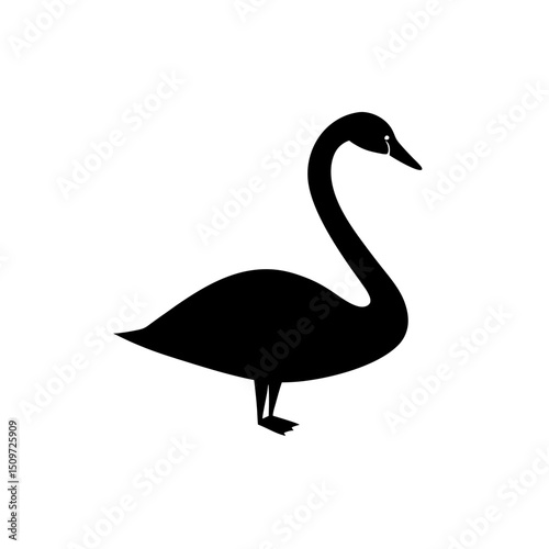A Clean Vector Art Piece of a Trumpeter Swan in a Detailed Side Profile