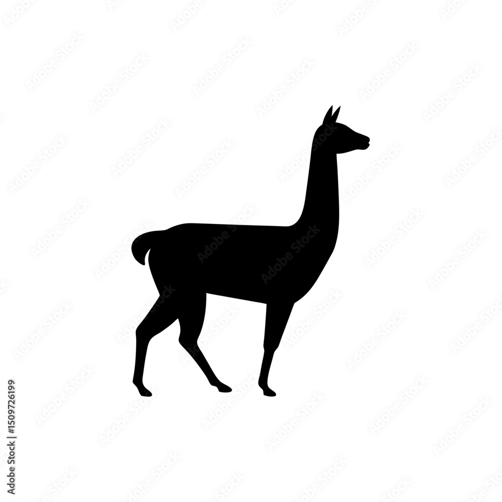 Fototapeta premium A Black Silhouette Vector Illustration of a Gliding Swan from a Side Profile