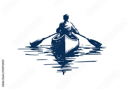 Canoe hand drawn sketch vector illustration
