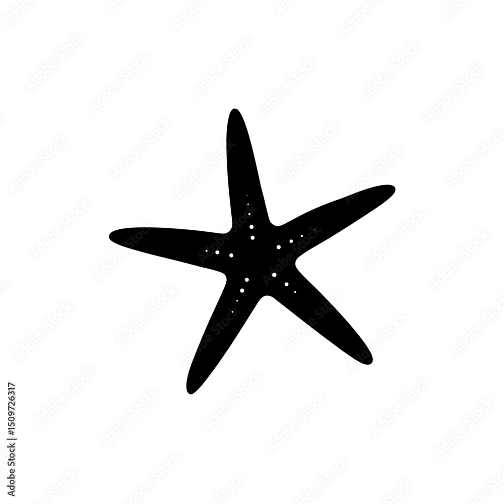 Fototapeta premium Professional Side Profile of a Resting Starfish as a Black Silhouette Design