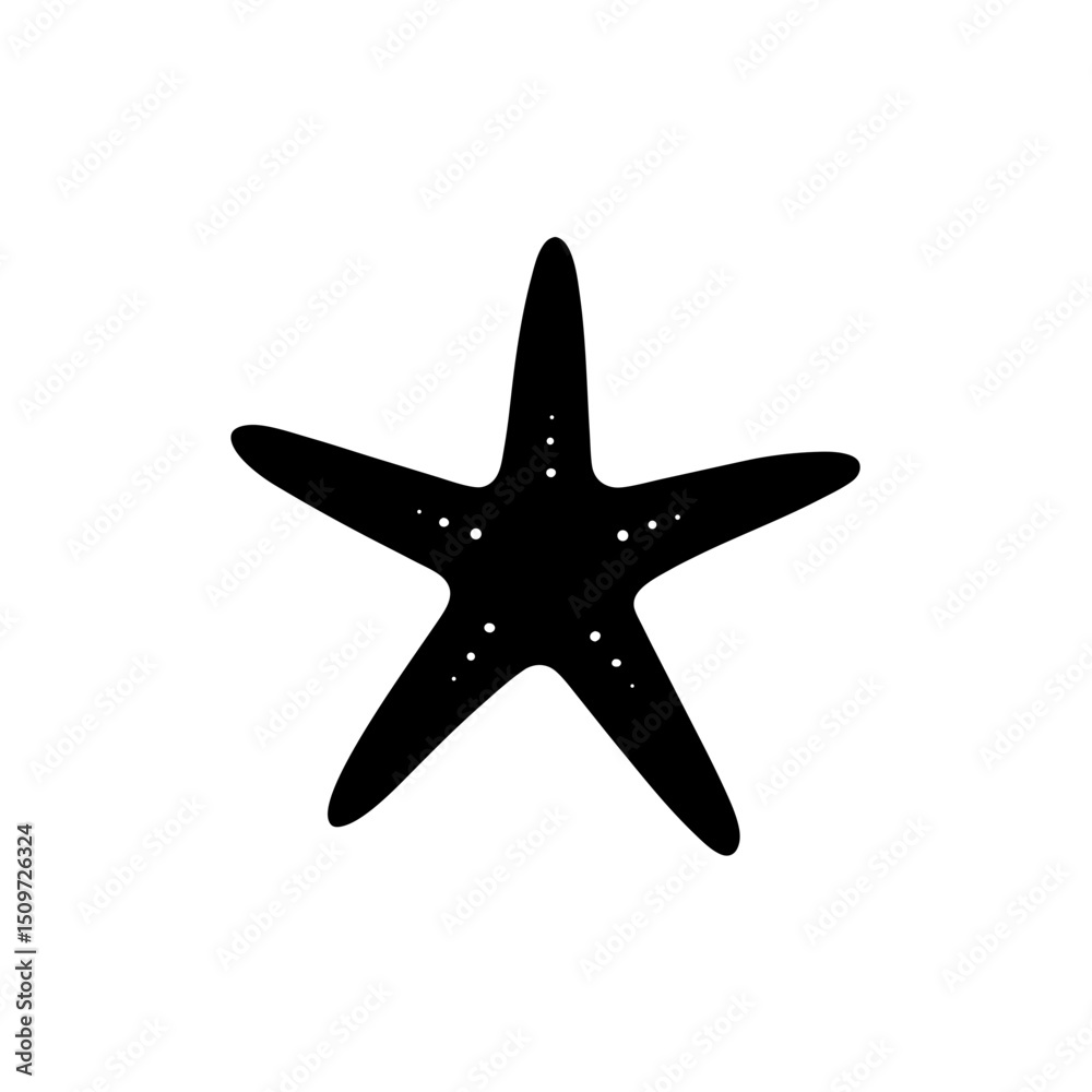 Fototapeta premium A Black Silhouette Vector Illustration of a Resting Starfish from a Side Profile