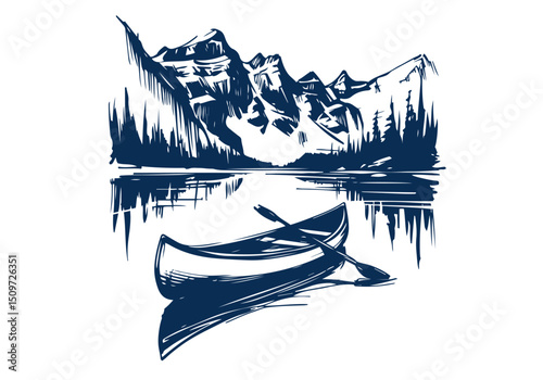 Canoe hand drawn sketch vector illustration