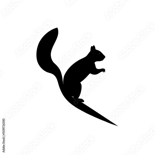 A Black Silhouette Vector Illustration of a Climbing Squirrel from a Side Profile
