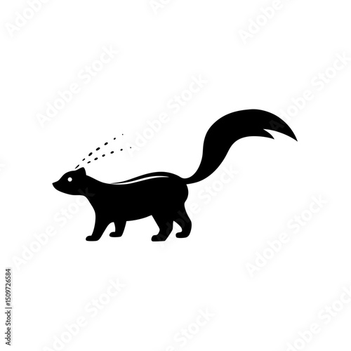 Professional Side Profile of a Spraying Skunk as a Black Silhouette Vector Design