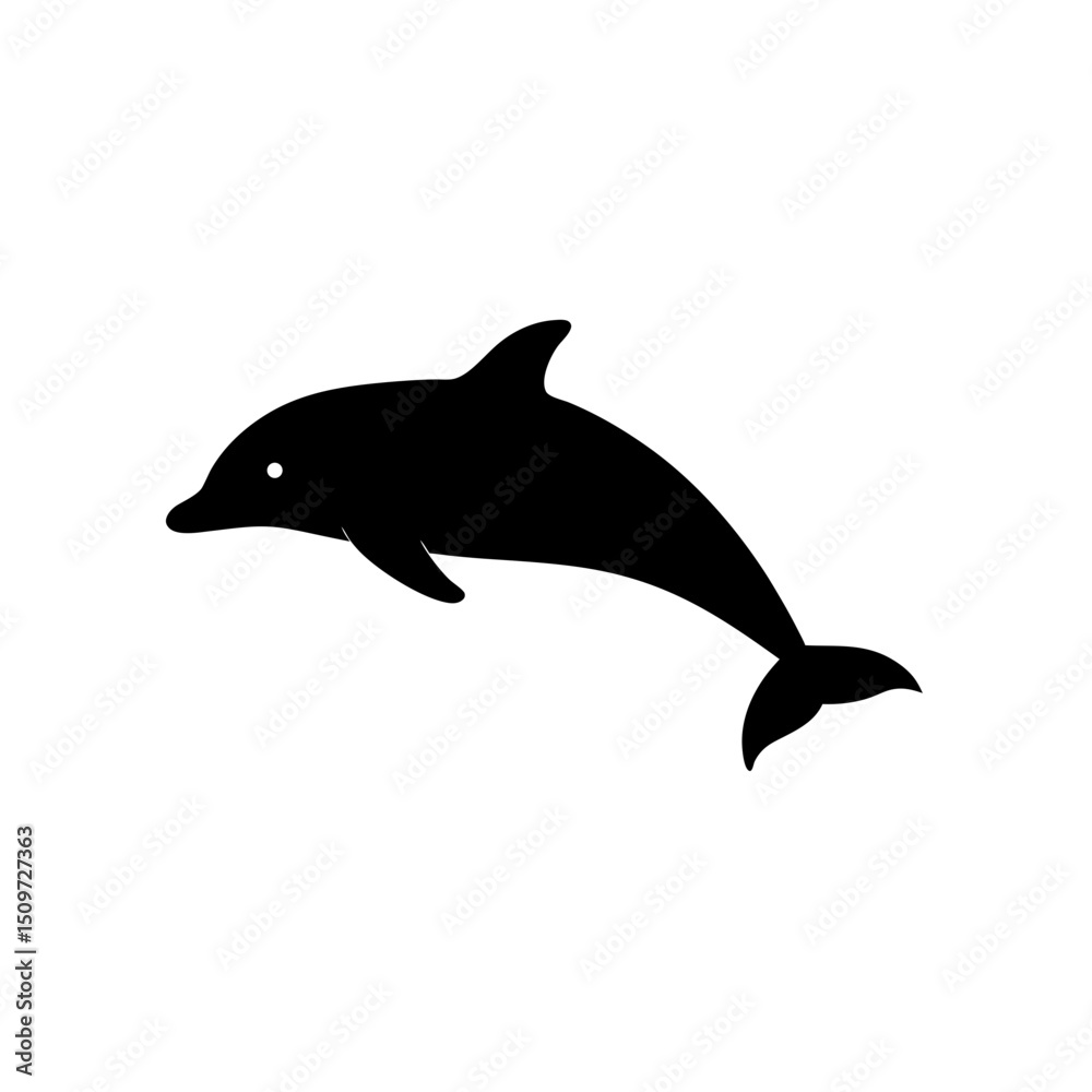 Fototapeta premium High Quality Monochrome Vector Graphic of a Swimming Porpoise in a Side Profile