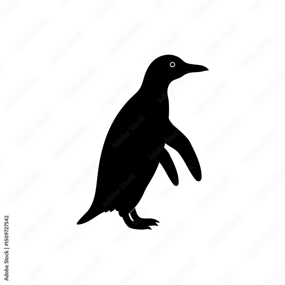 Naklejka premium High Quality Monochrome Vector Graphic of a Waddling Penguin in a Side View Profile