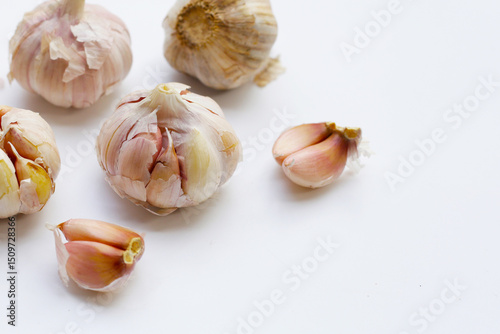 Garlic on a White background.
