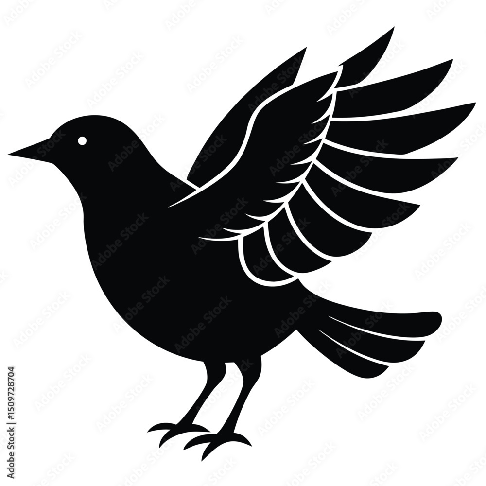 Fototapeta premium Woodstock Bird Silhouette Vector Illustration