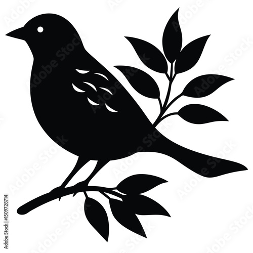 Willow Bird Silhouette Vector Illustration