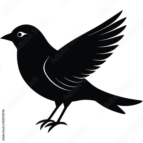 Azure Bird Silhouette Vector Illustration