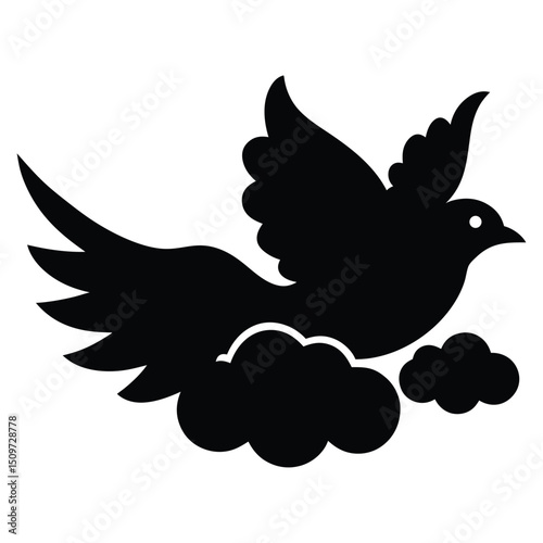 Cloud Bird Silhouette Vector Illustration