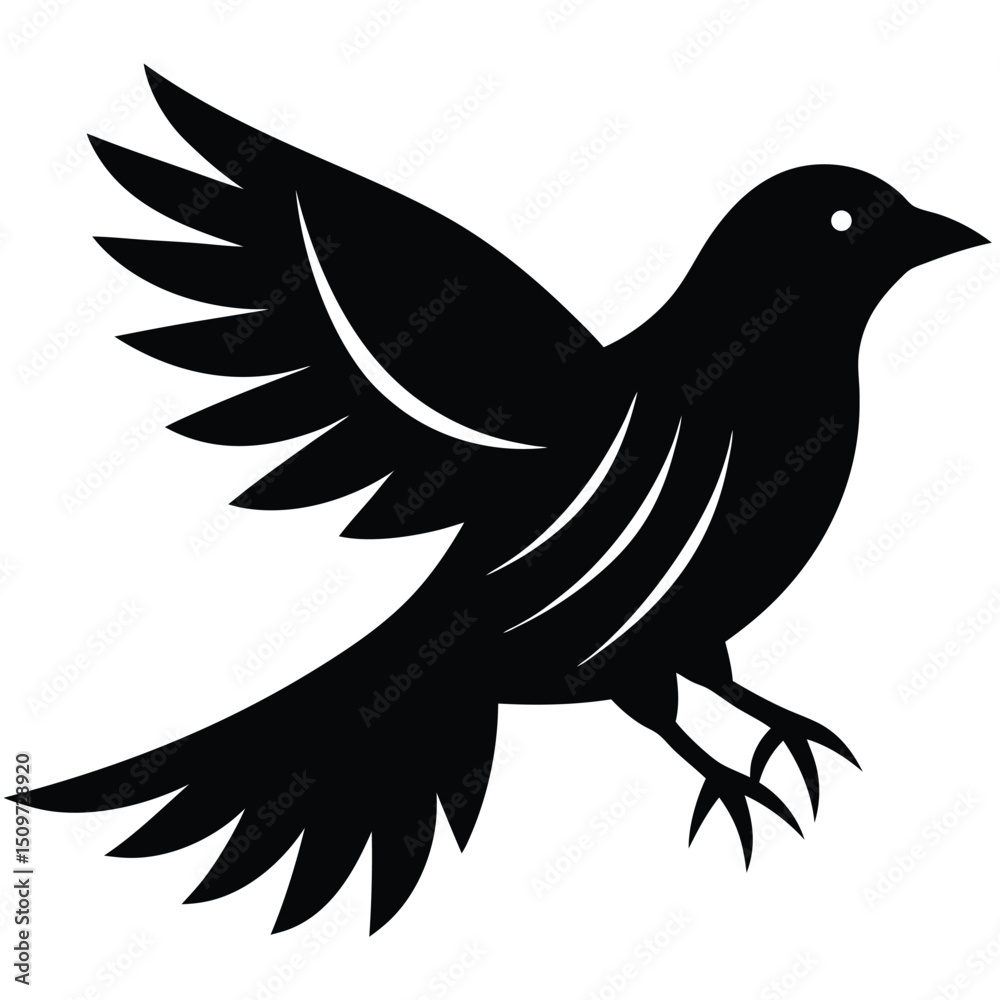 Fototapeta premium Onyx Bird Silhouette Vector Illustration