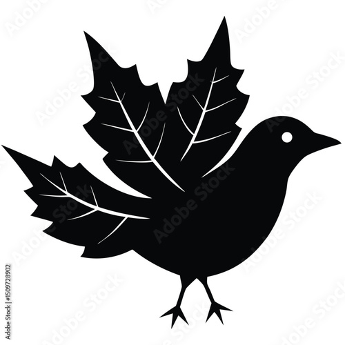 Maple Bird Silhouette Vector Illustration