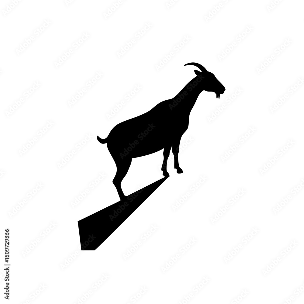 Fototapeta premium Simple Side View of a Goat Climbing Black Silhouette Vector Clip Art Illustration