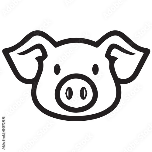 A line drawing of a pig face with large ears and a round snout