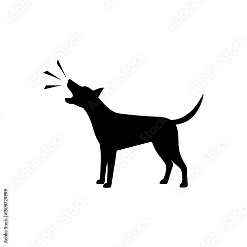 Black Silhouette Of a Side View Dog Barking Loudly vector illustration