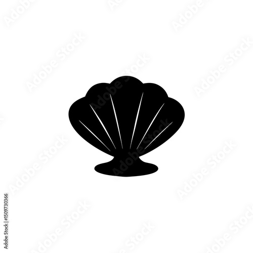 Black Silhouette Of a Side View Clam Resting Open vector illustration
