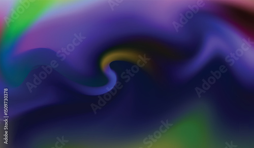 Abstract blue background with colorful wave design, spiral light, and smoke patterns