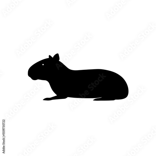 Black Silhouette Of a Side View Capybara Resting Lazily vector illustration