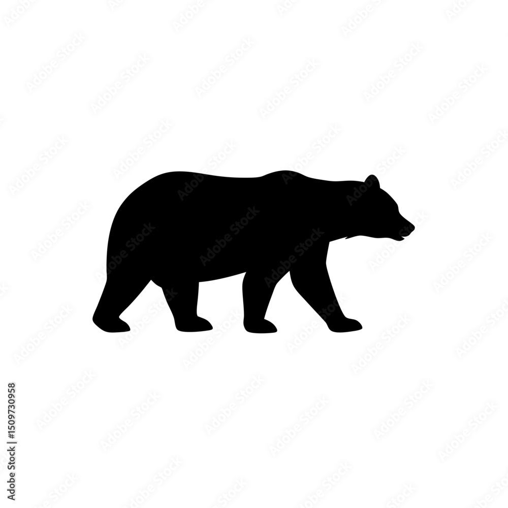 Fototapeta premium Black Silhouette Of a Side View Bear Walking vector illustration