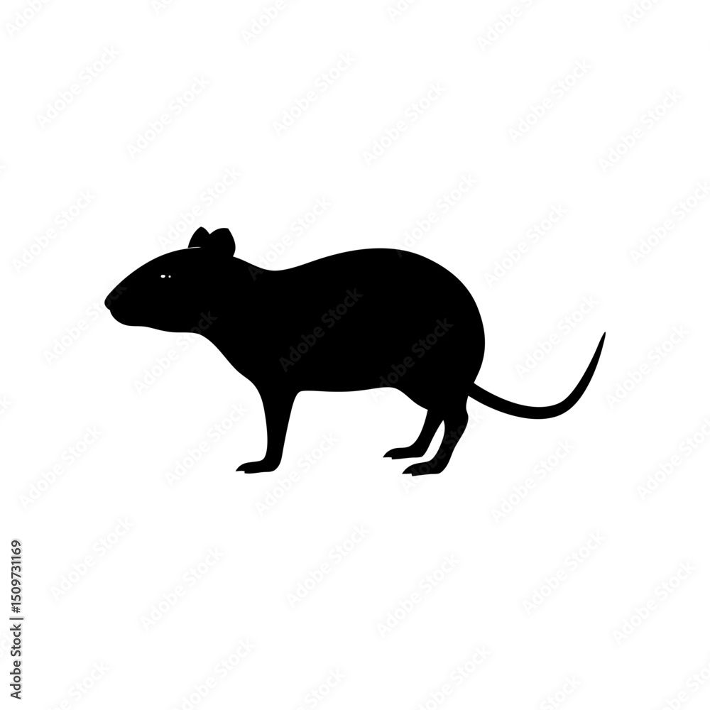 Obraz premium Black Silhouette Of a Side View Agouti on White Background vector illustration