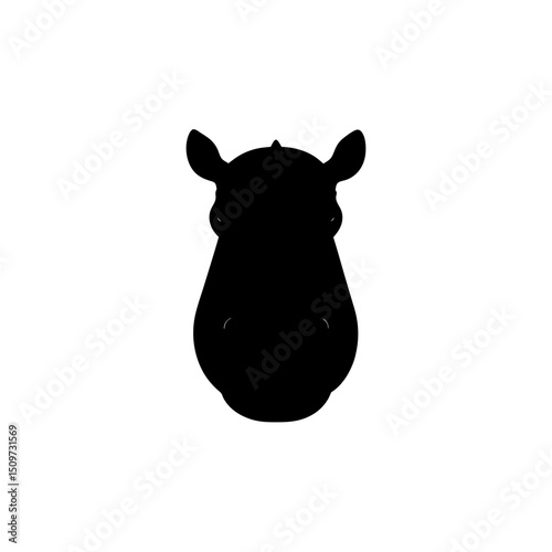 Unique Hippo Head Black Silhouette High Quality Graphic vector illustration background
