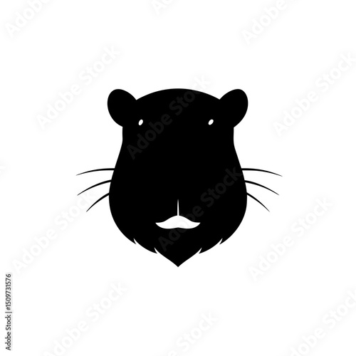 Classic Jackal Head Black Silhouette Digital Artwork Print vector illustration background