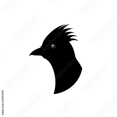 Stunning Bulbul Head Black Silhouette High Quality Graphic vector illustration background