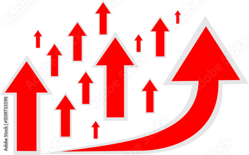 Arrows in group showing upward business trend