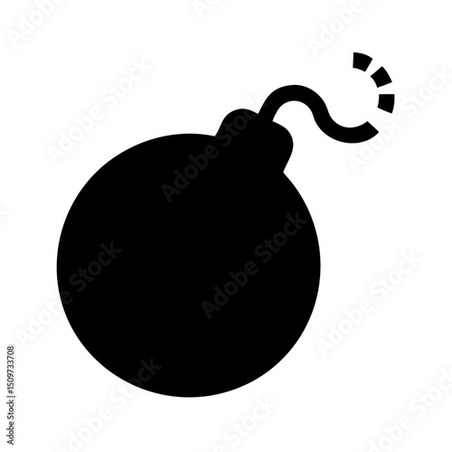 Flat Black Bomb Vector Silhouette Perfect for Game Design Icons
