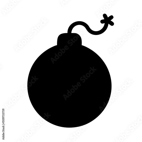 Minimalist Bomb Symbol Vector Black Silhouette on Clear Background